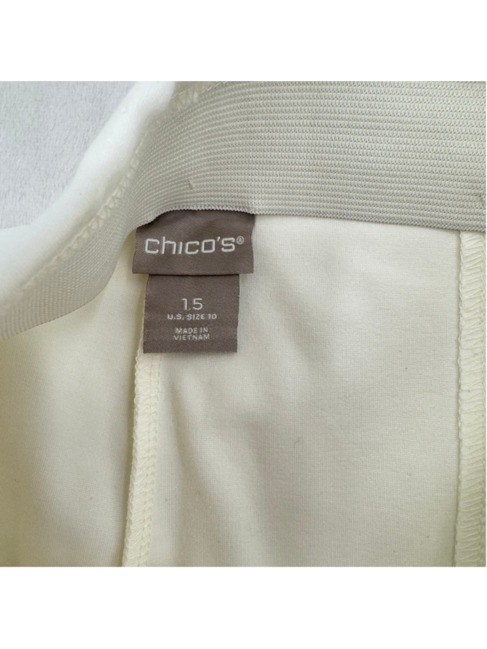 Chico's Ivory Cream Ponte Pants Pull On Zip Pockets Size 1.5/10 - Picture 5 of 6